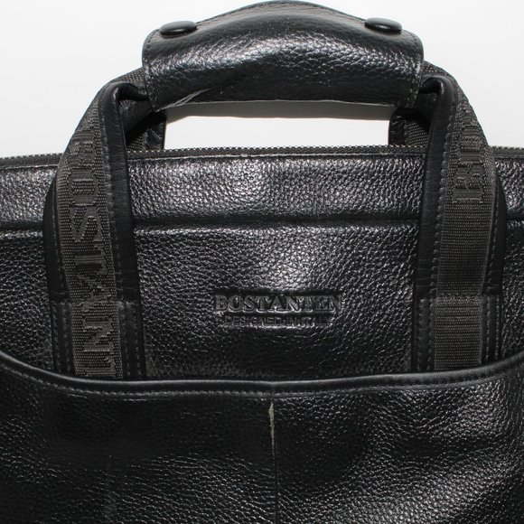 Bostanten Black Leather Messenger Shoulder Bag - Picture 4 of 13